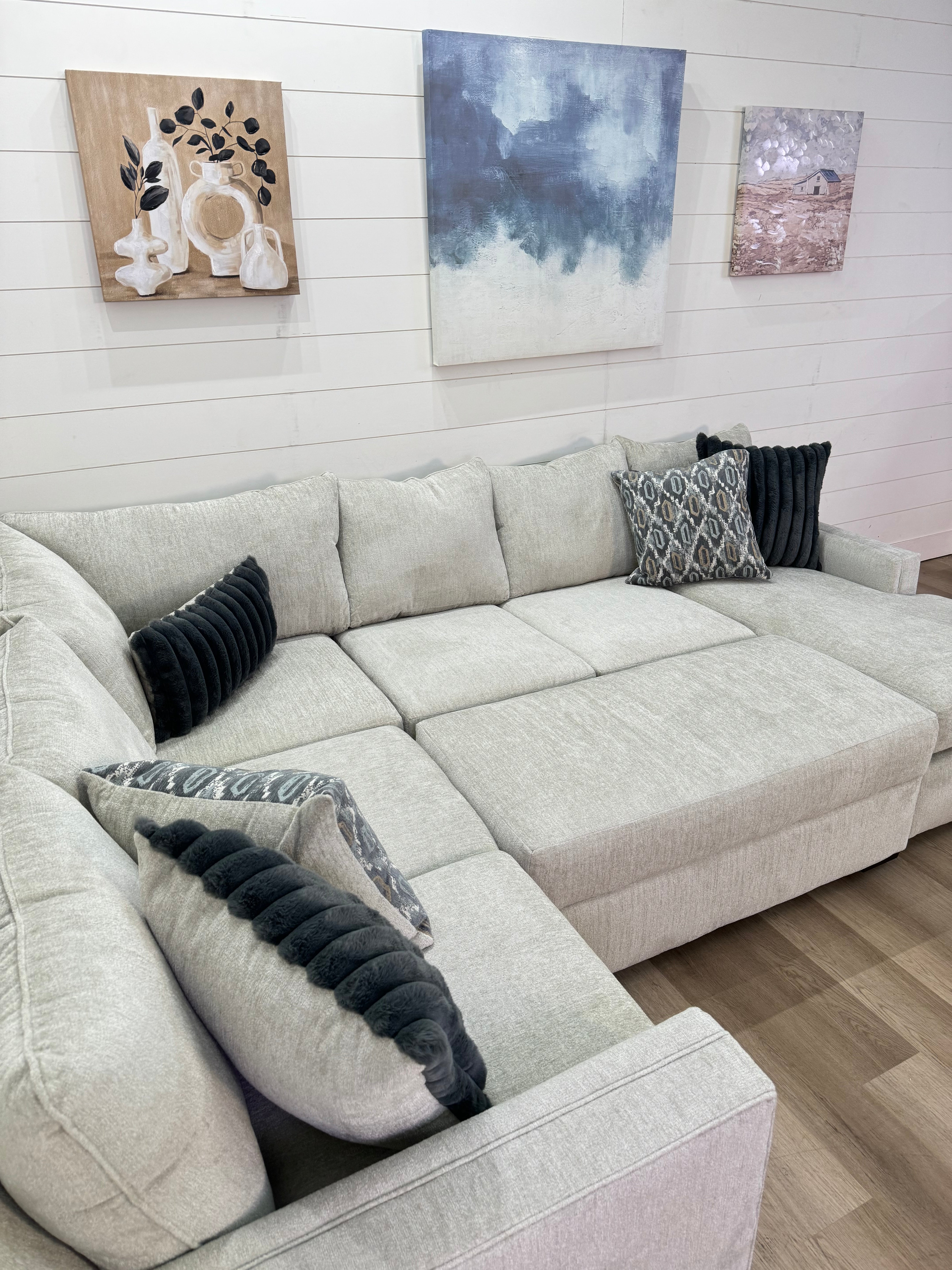 Harper Cream U Shape Reversible Chaise Sectional