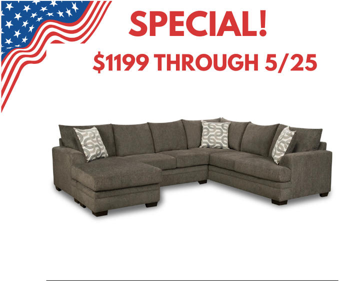 🇺🇸SPECIAL! Bailey Charcoal U Shape Reversible Chaise Sectional