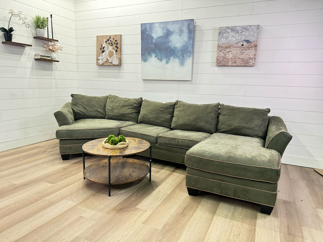 Sage Green Cuddler Chaise Sectional