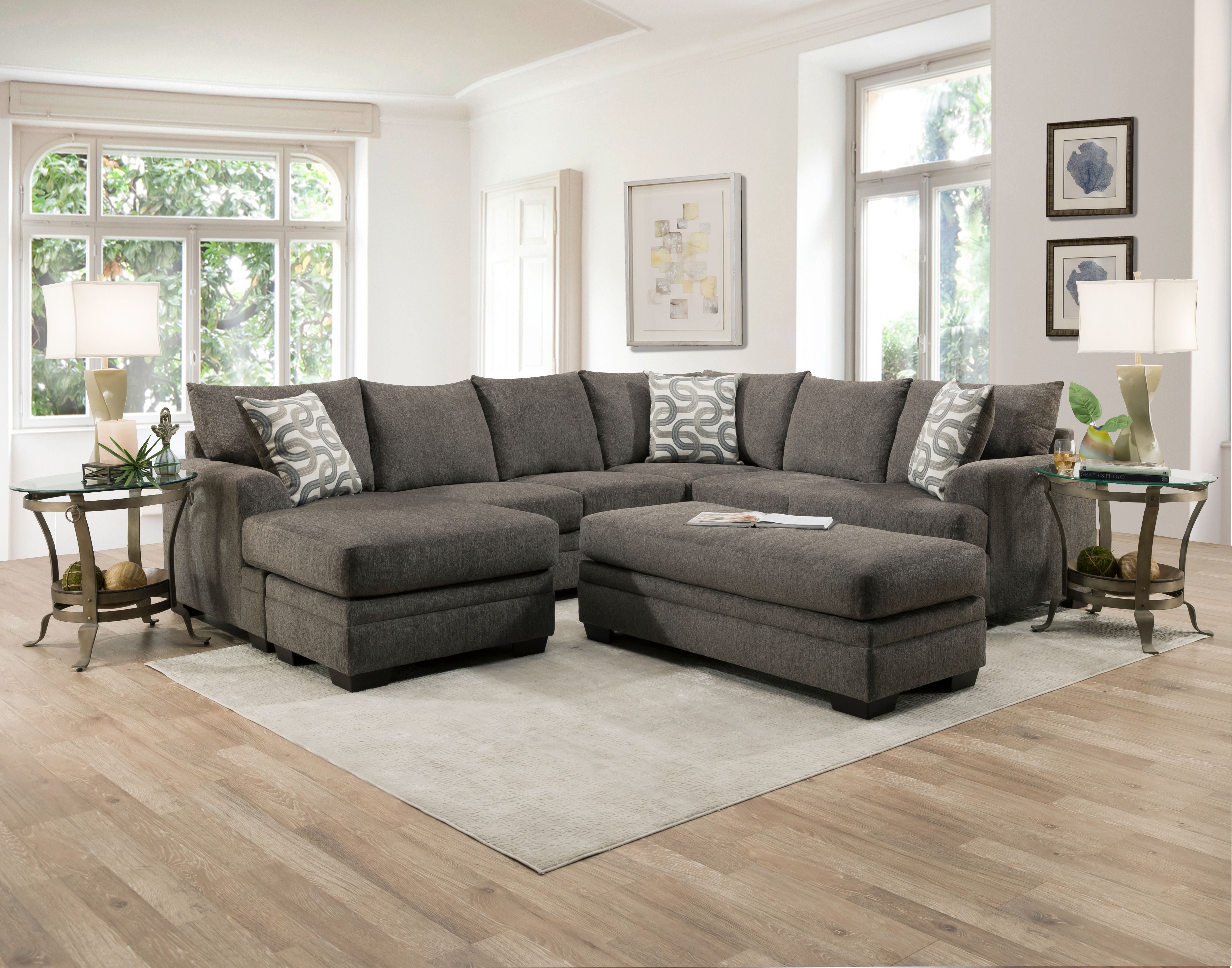 🇺🇸SPECIAL! Bailey Charcoal U Shape Reversible Chaise Sectional