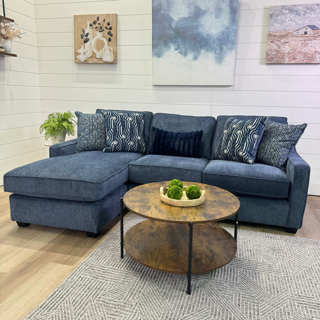 🔥 BF SPECIAL! - Michigan Blue Sectional Sofa Reversible Chaise