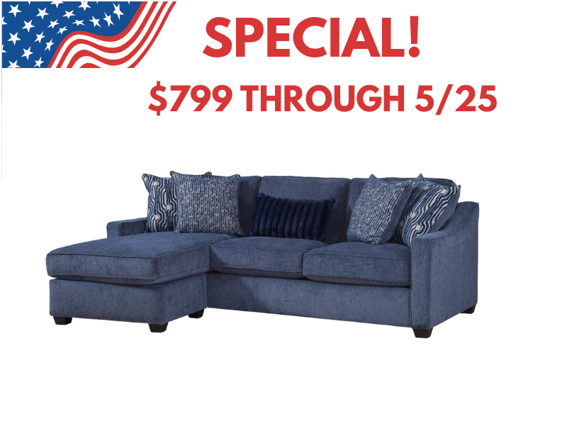 Michigan Blue Sectional Sofa Reversible Chaise