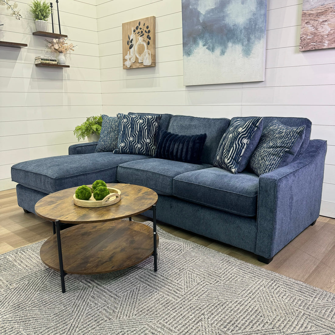 🔥 BF SPECIAL! - Michigan Blue Sectional Sofa Reversible Chaise