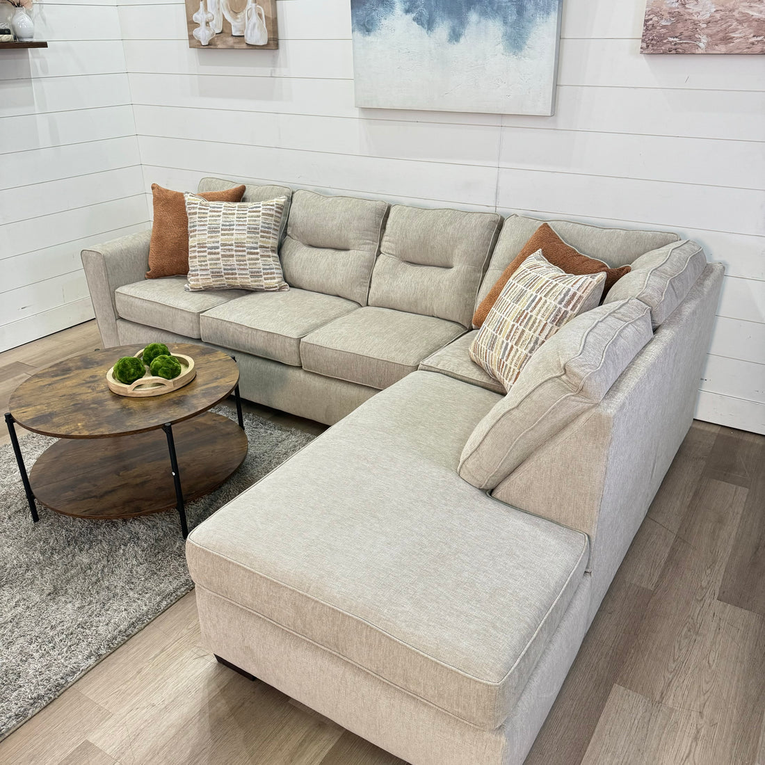 Weston Oatmeal Beige Chaise Sectional Sofa