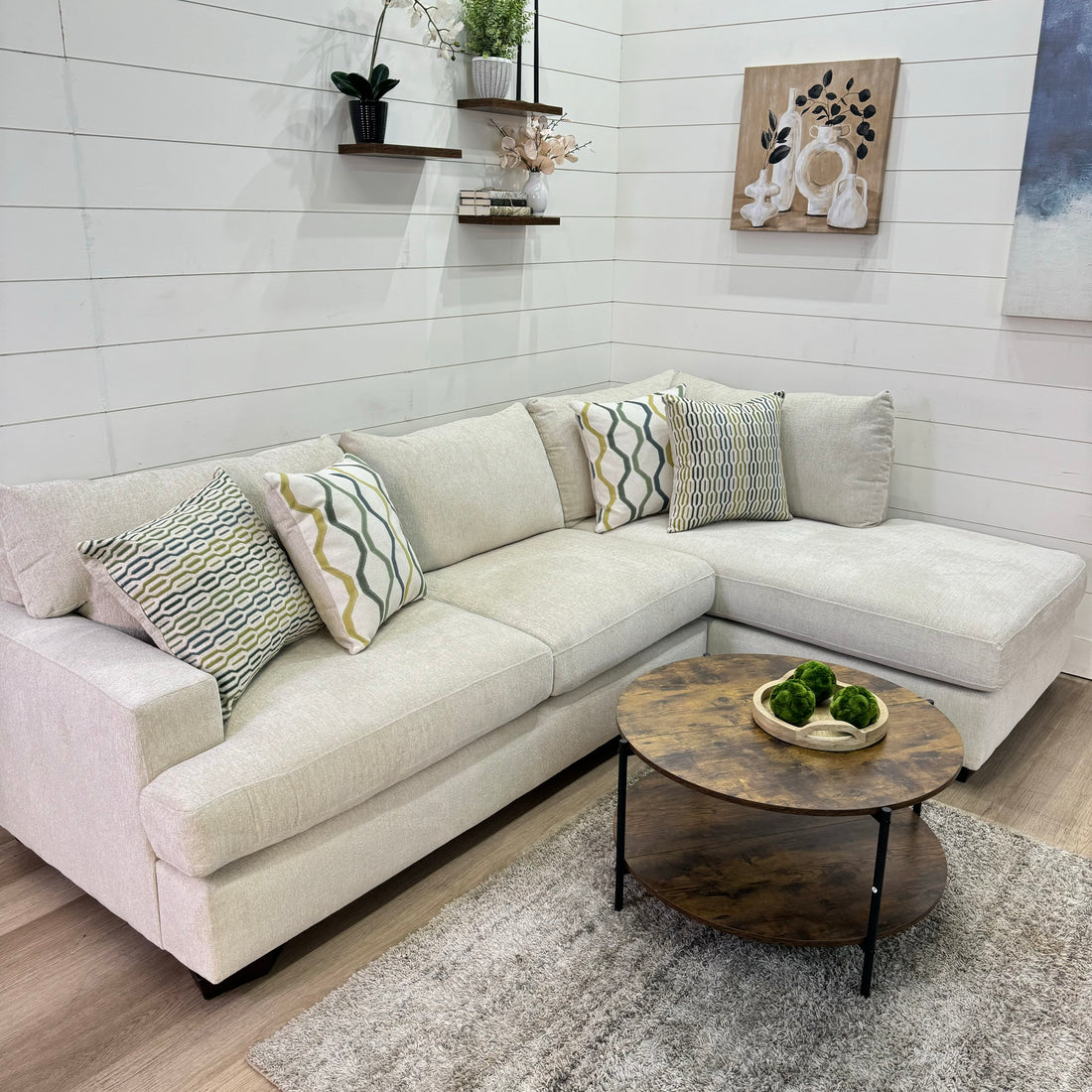 Sahara Cream Two Piece Chaise Sectional
