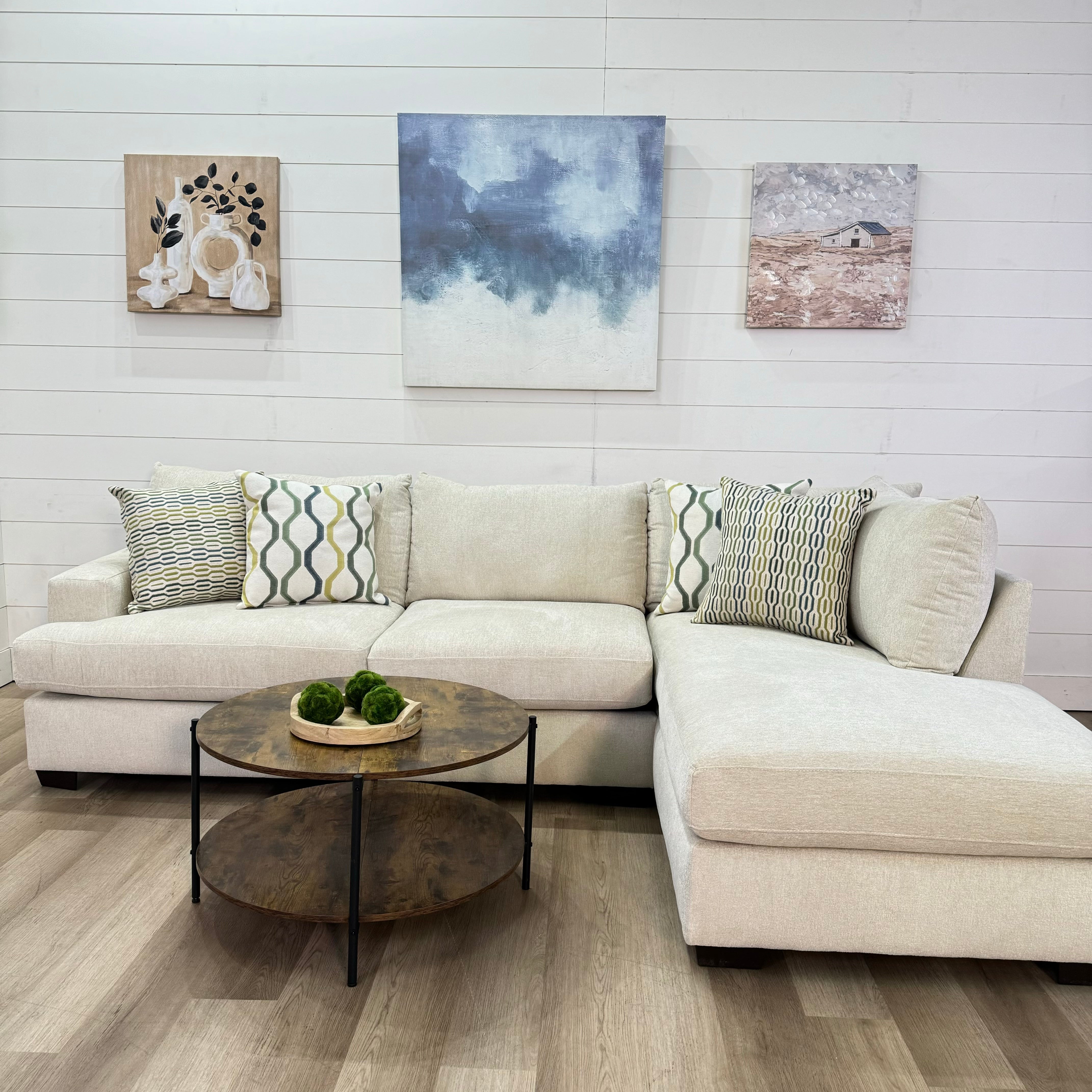 🔥 BF SPECIAL! - Sahara Cream Two Piece Chaise Sectional