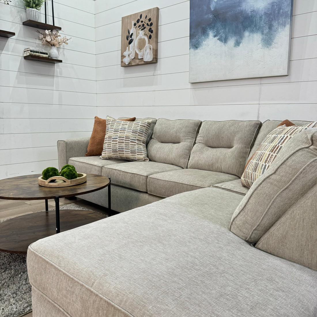 Weston Oatmeal Beige Chaise Sectional Sofa