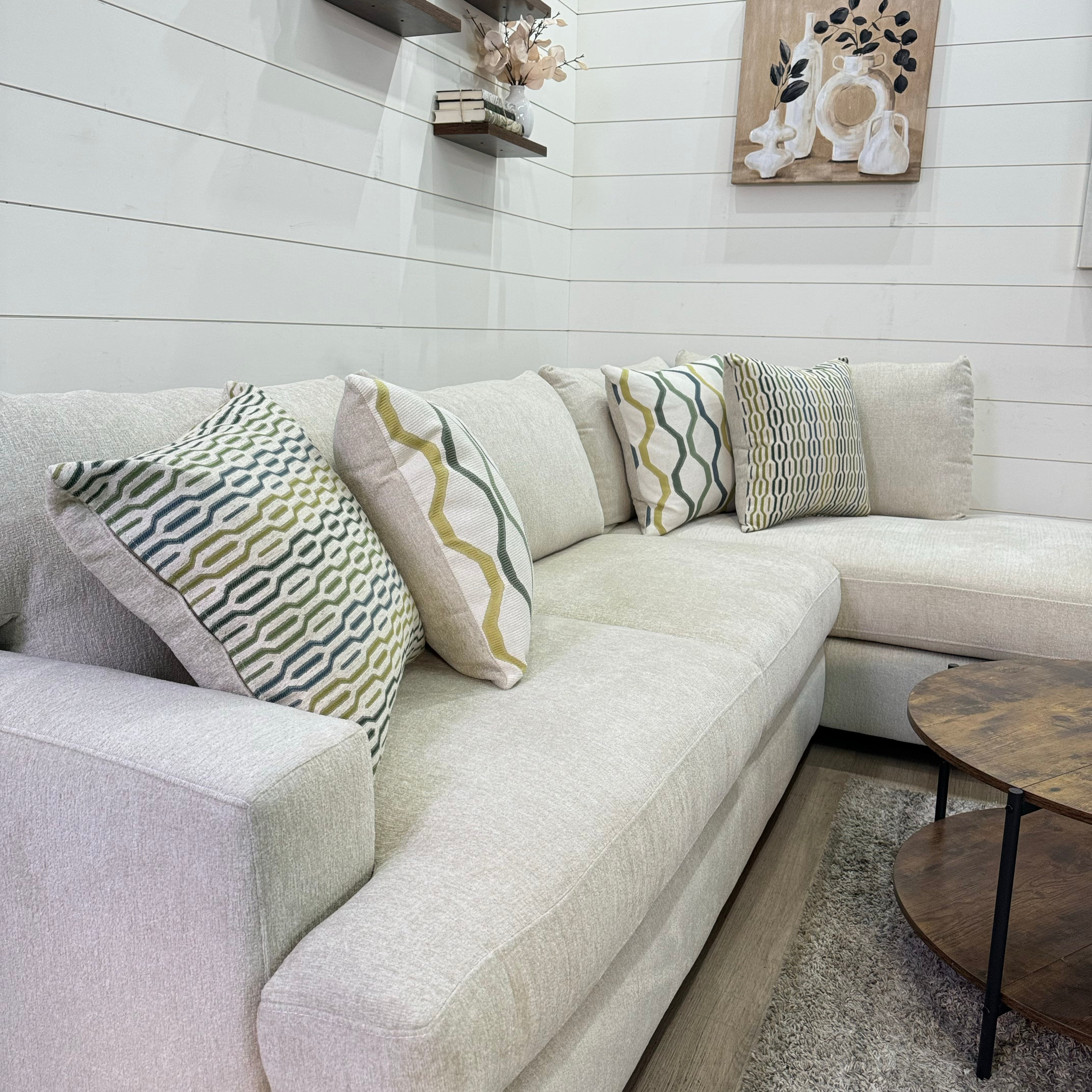 🔥 BF SPECIAL! - Sahara Cream Two Piece Chaise Sectional