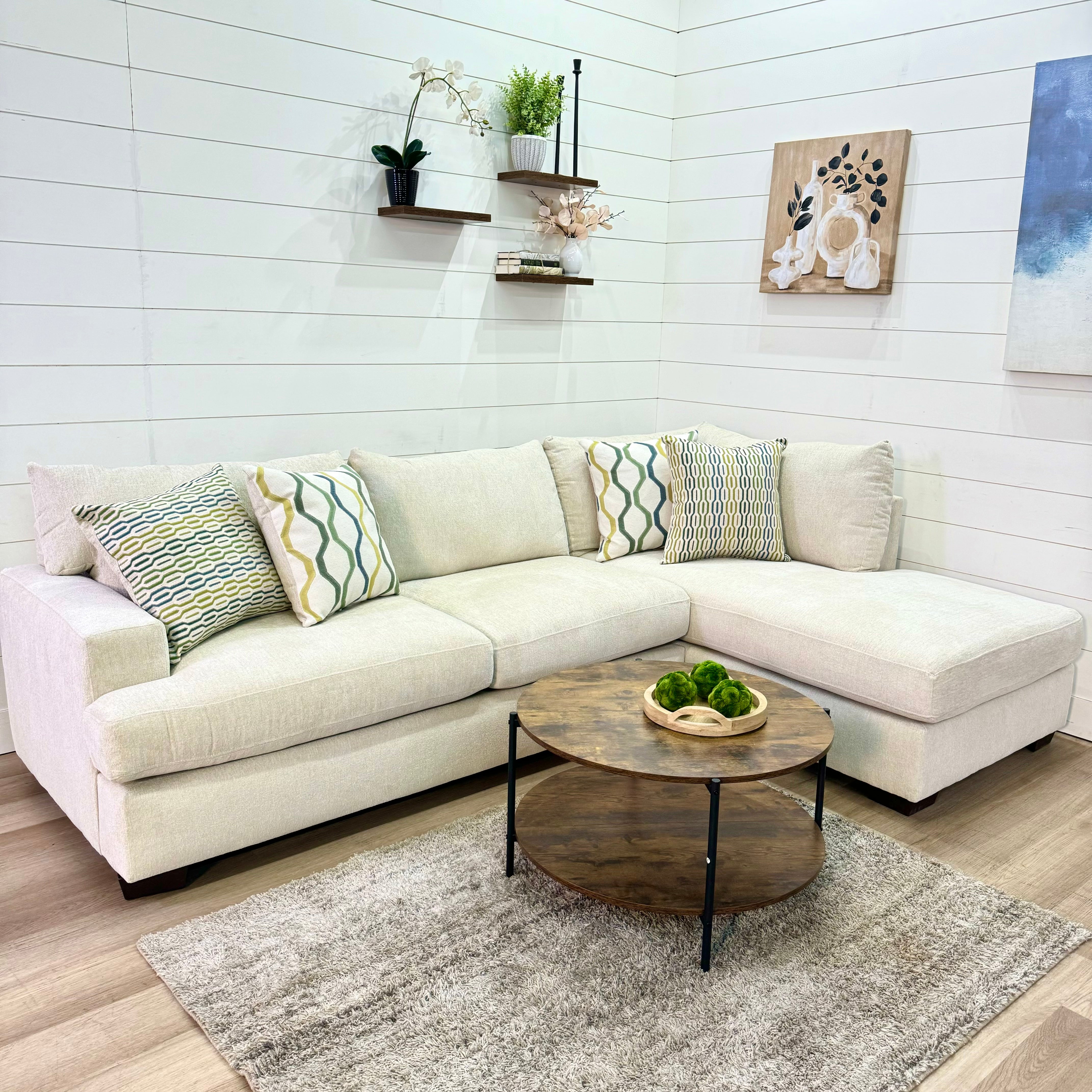 🔥 BF SPECIAL! - Sahara Cream Two Piece Chaise Sectional