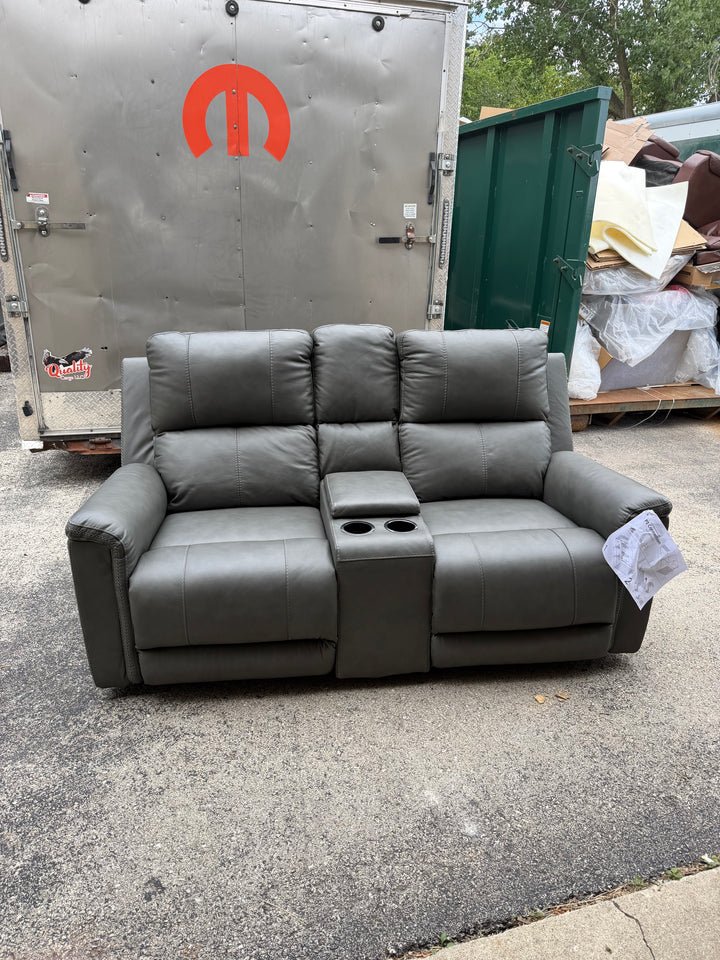 Bleckley Leather Reclining Loveseat - customer return $1800 retail.