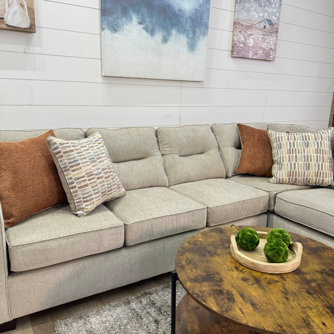 Weston Oatmeal Beige Chaise Sectional Sofa