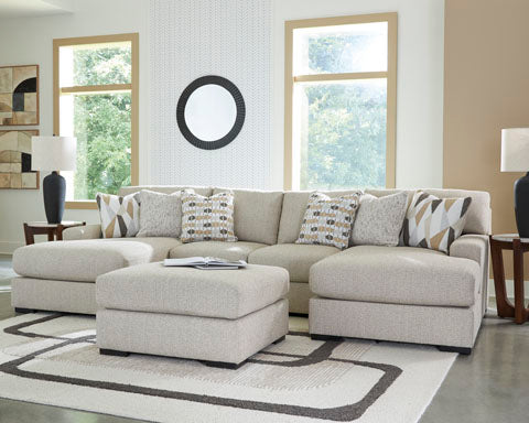 Aria Modular Sectional Dual Chaise In Pebble (Customizable)