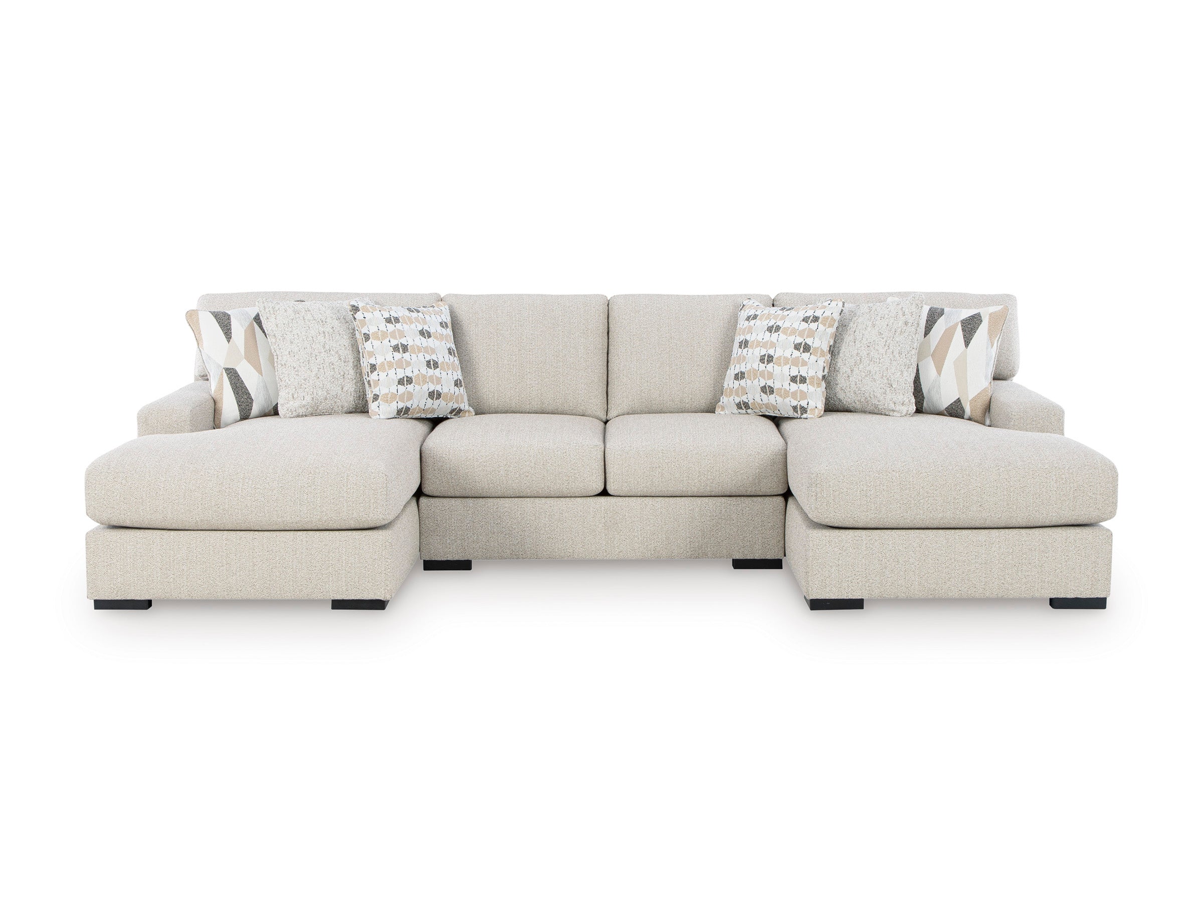 Aria Modular Sectional Dual Chaise In Pebble (Customizable)