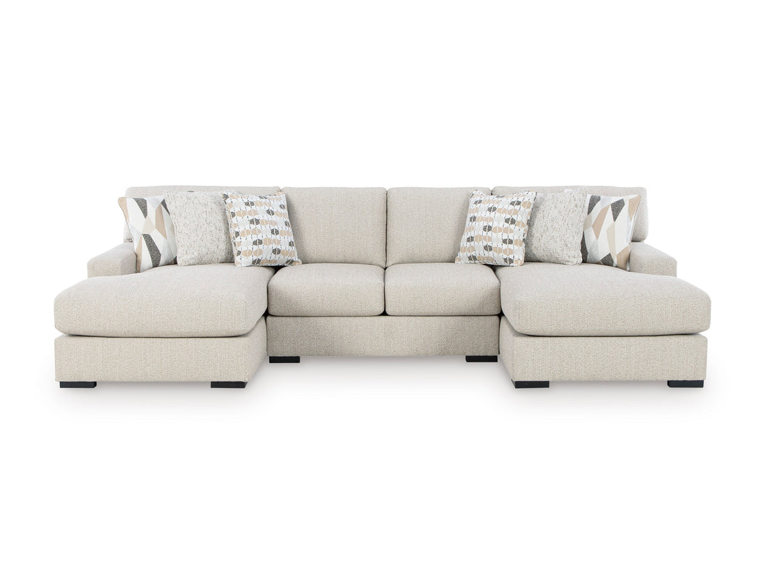 Aria Modular Sectional Dual Chaise In Pebble (Customizable)