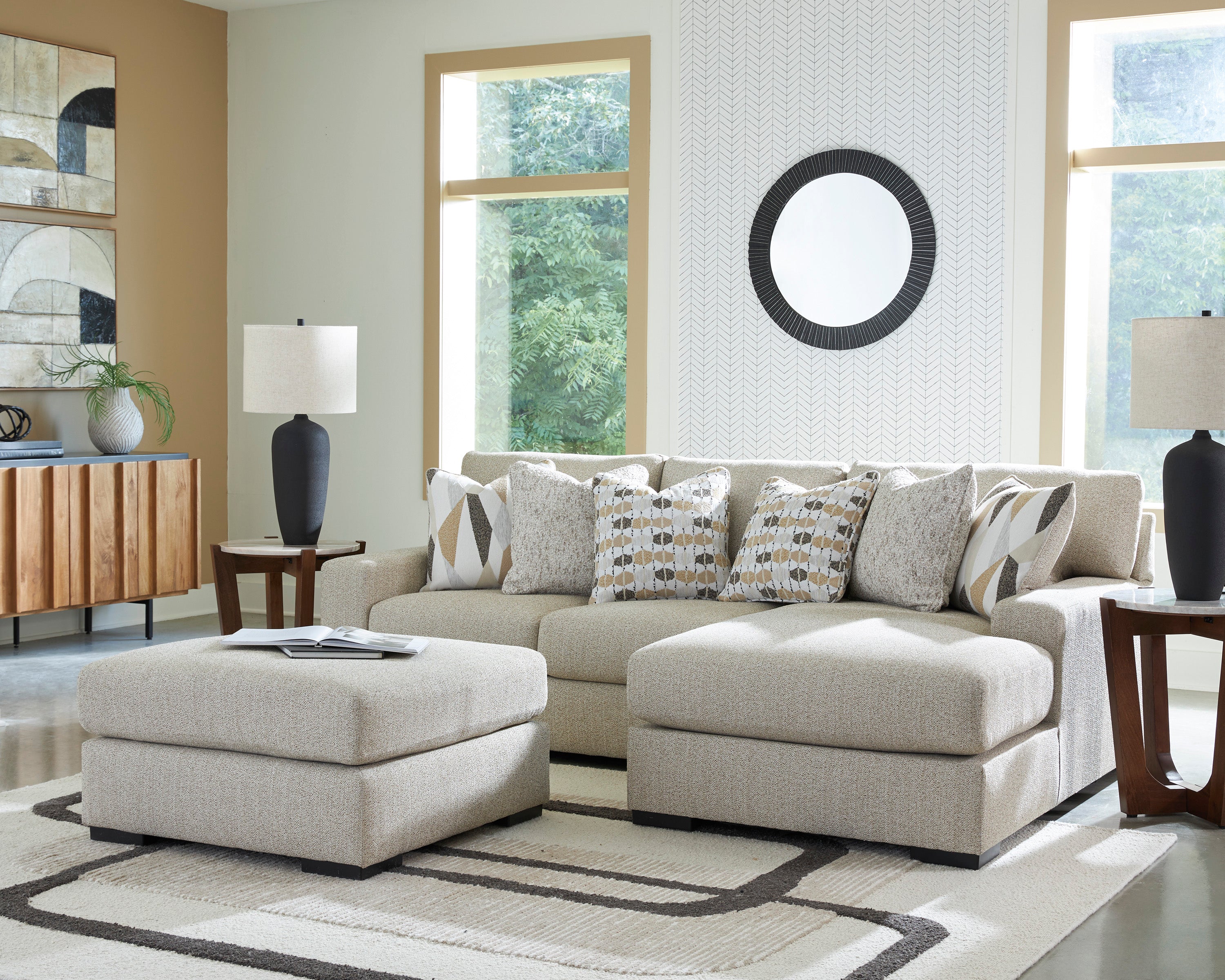 Aria Modular Sofa Chaise In Pebble Beige (Customizable)
