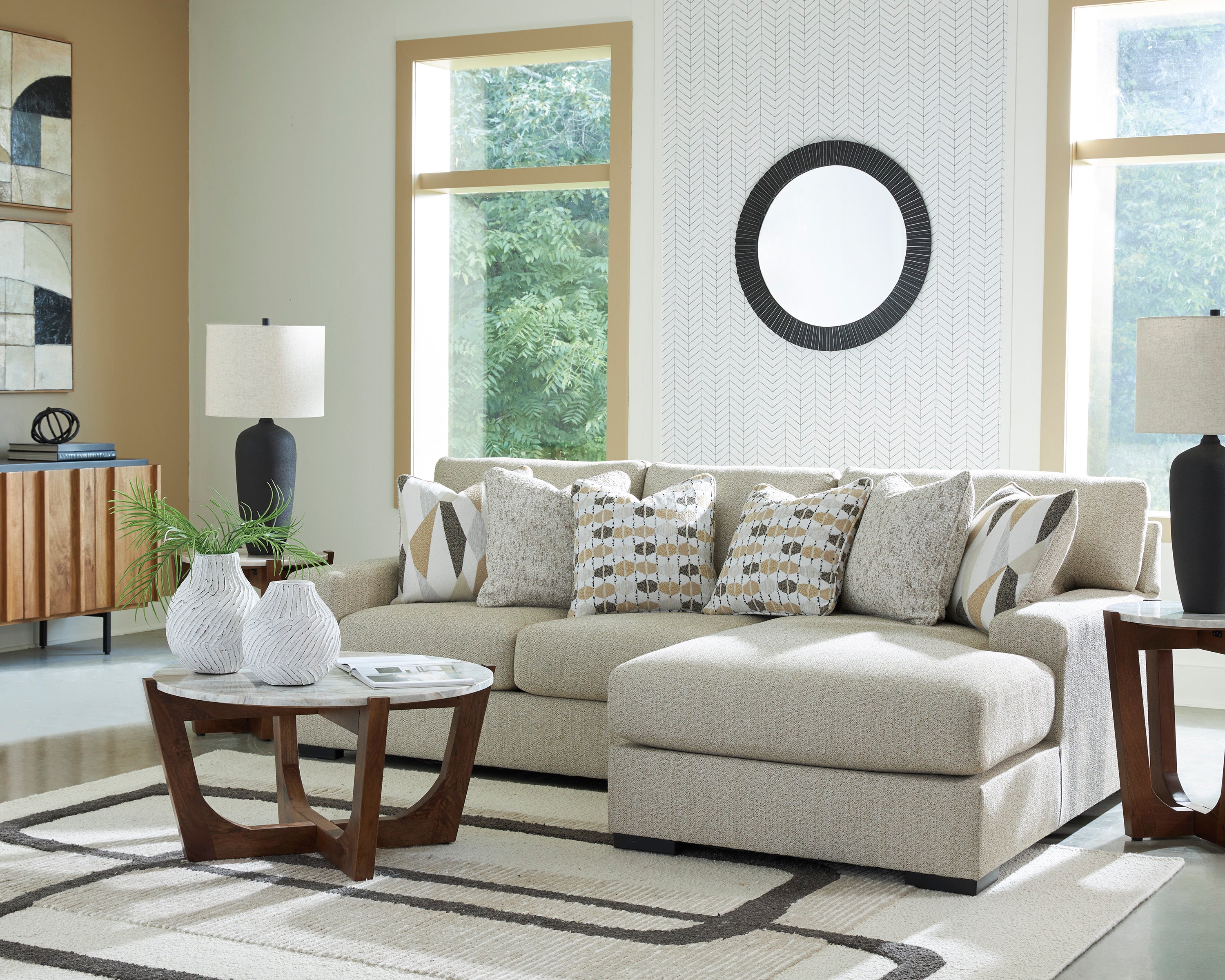Aria Modular Sofa Chaise In Pebble Beige (Customizable)