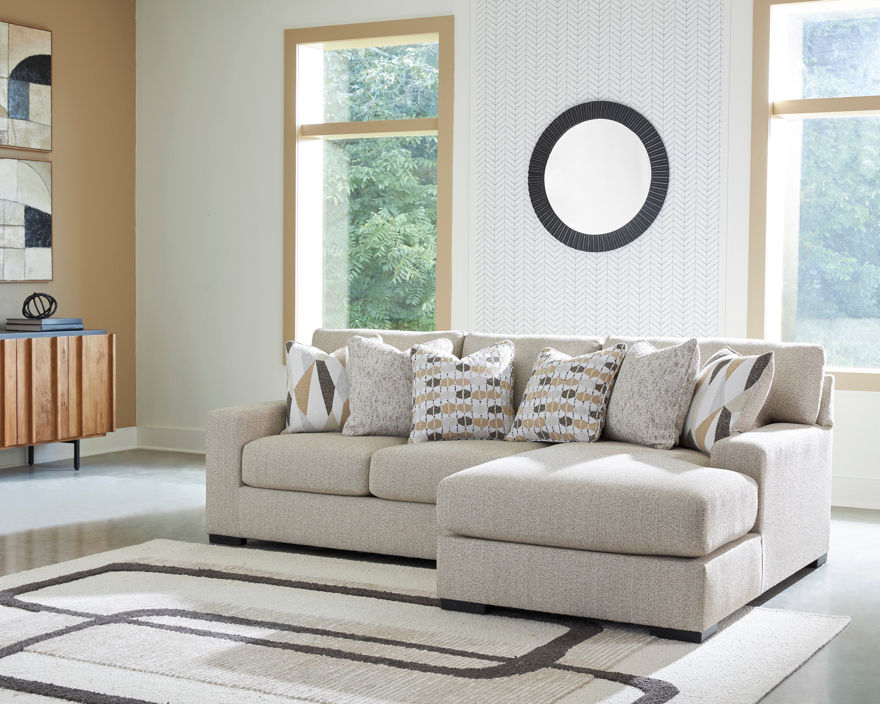 Aria Modular Sofa Chaise In Pebble Beige (Customizable)