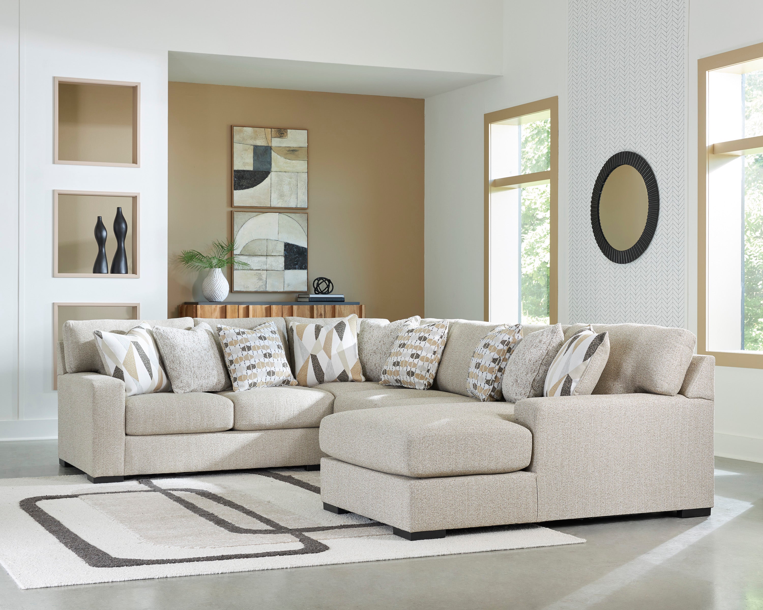 Aria Modular U Shape Sectional In Pebble (Customizable)