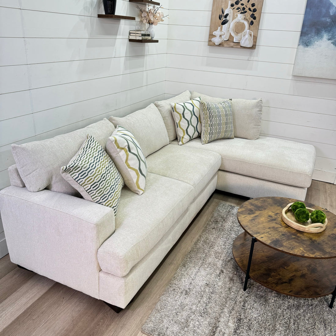 Sahara Cream Two Piece Chaise Sectional
