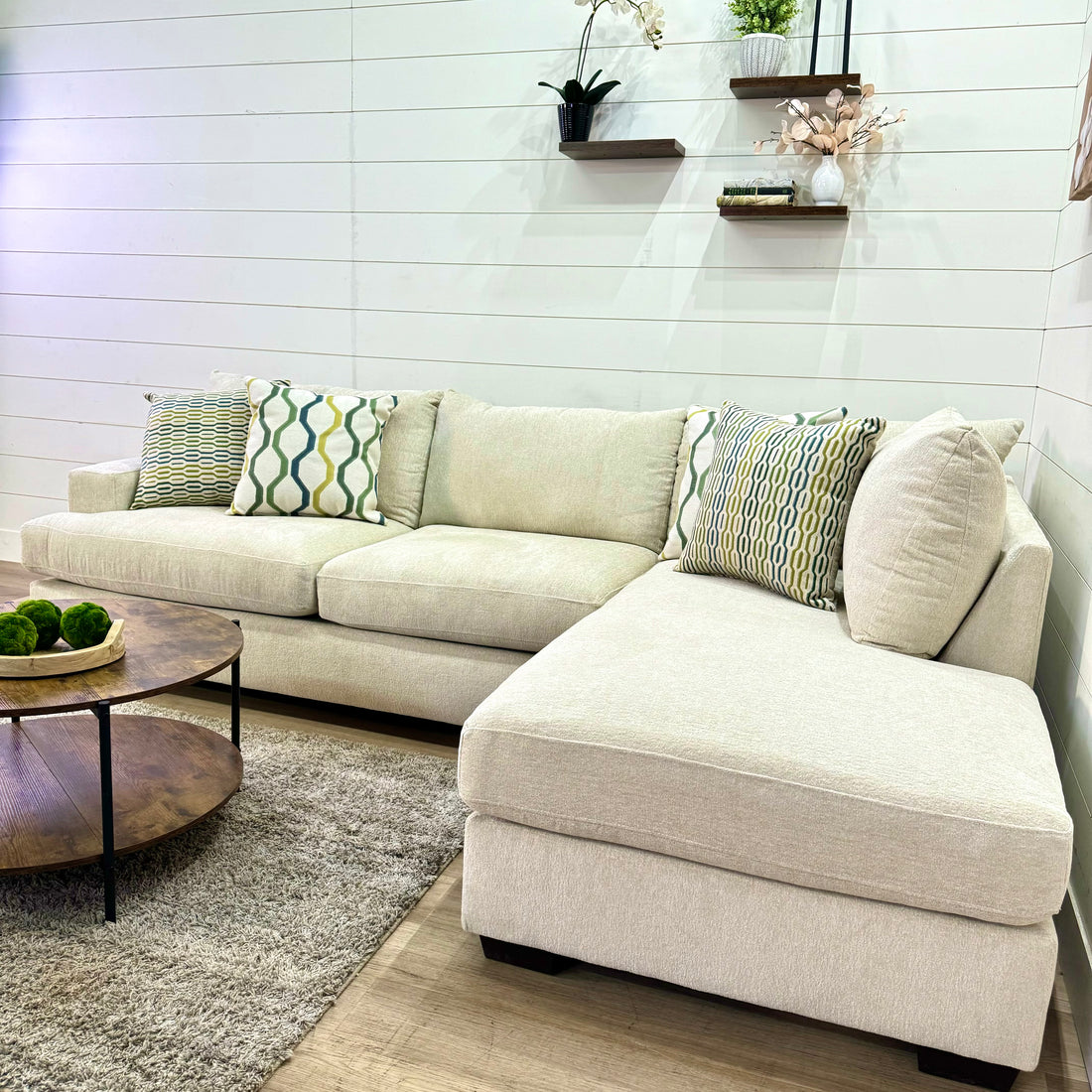 Sahara Cream Two Piece Chaise Sectional
