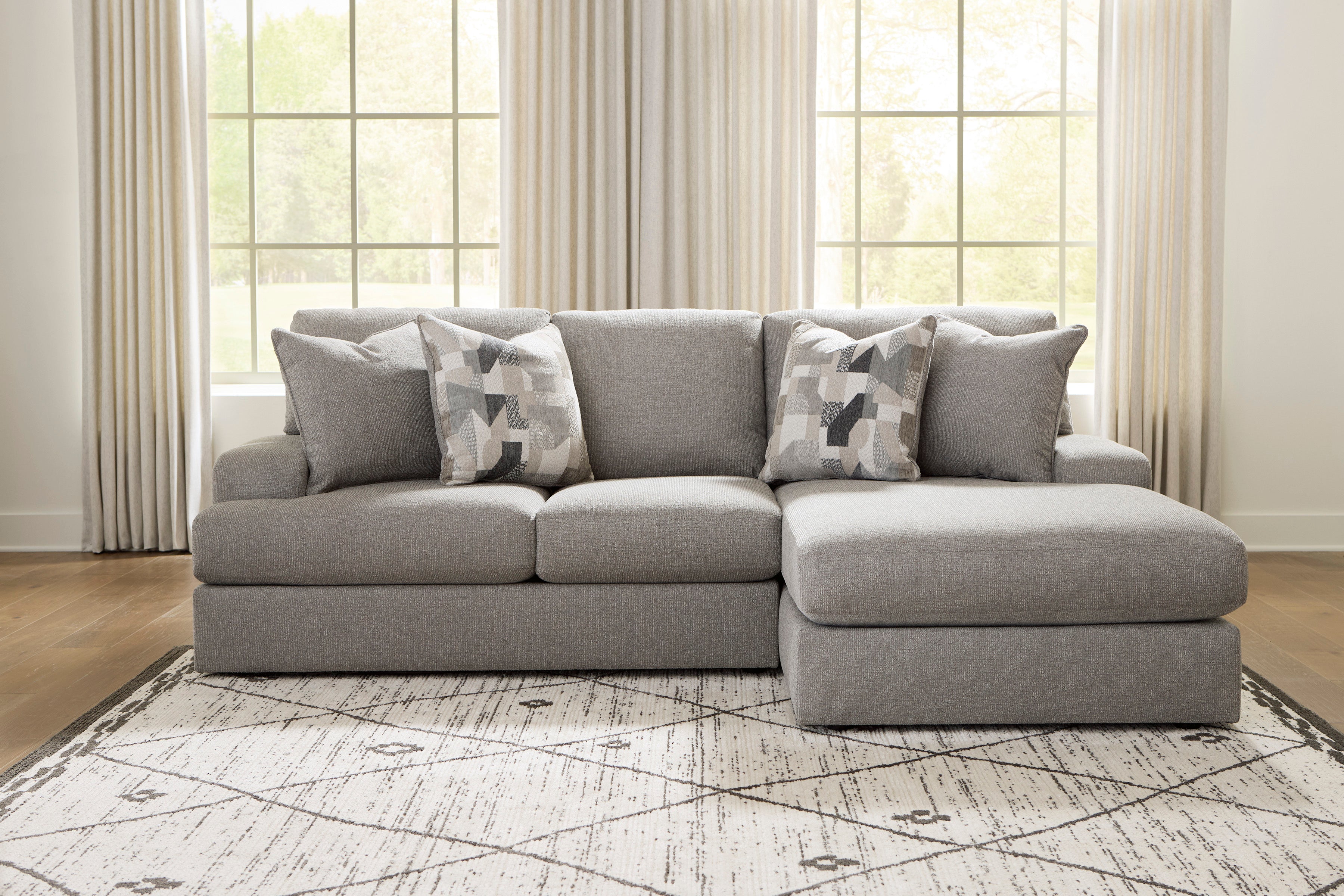 Parker Two Piece Chaise Sectional In Smoke (Reversible)