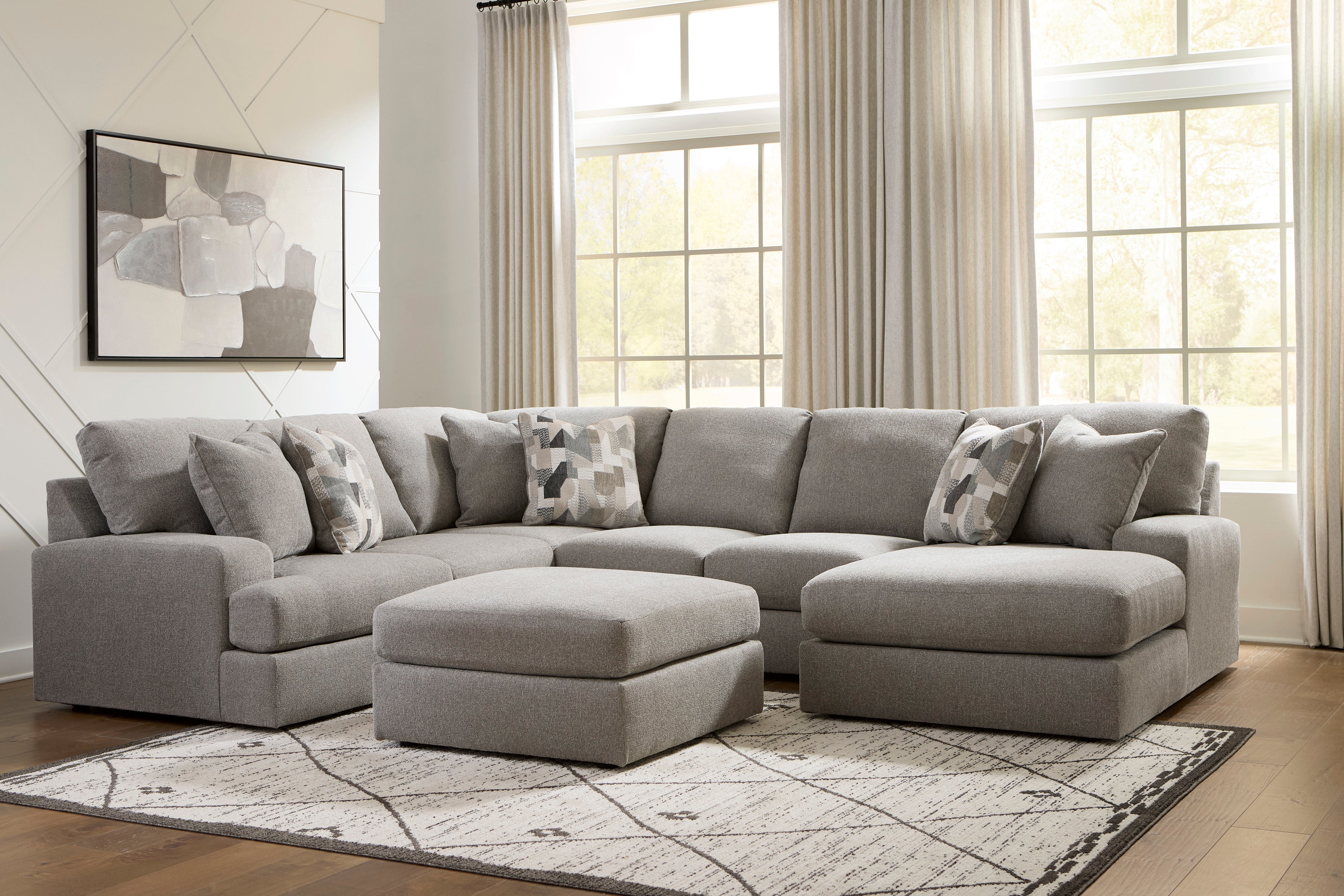 Parker U Shape Chaise Sectional In Smoke (Reversible)