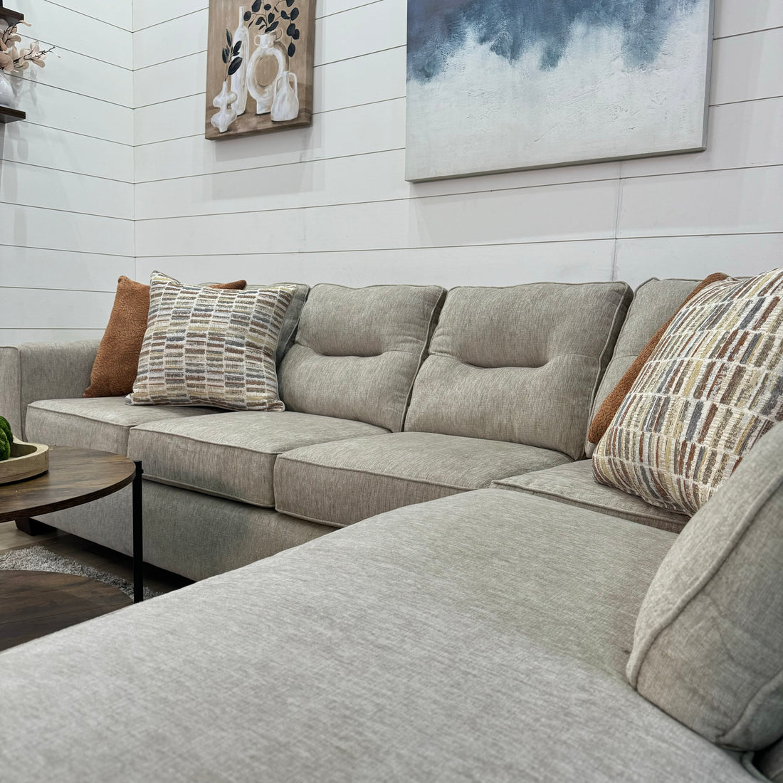 Weston Oatmeal Beige Chaise Sectional Sofa