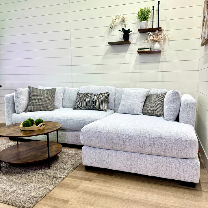 Bella Oversized Ivory Chaise Sectional with Ottoman