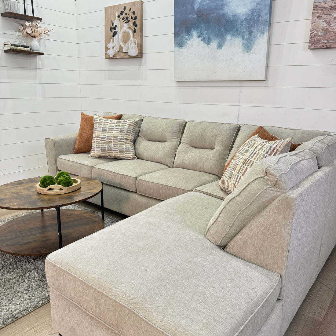 Weston Oatmeal Beige Chaise Sectional Sofa