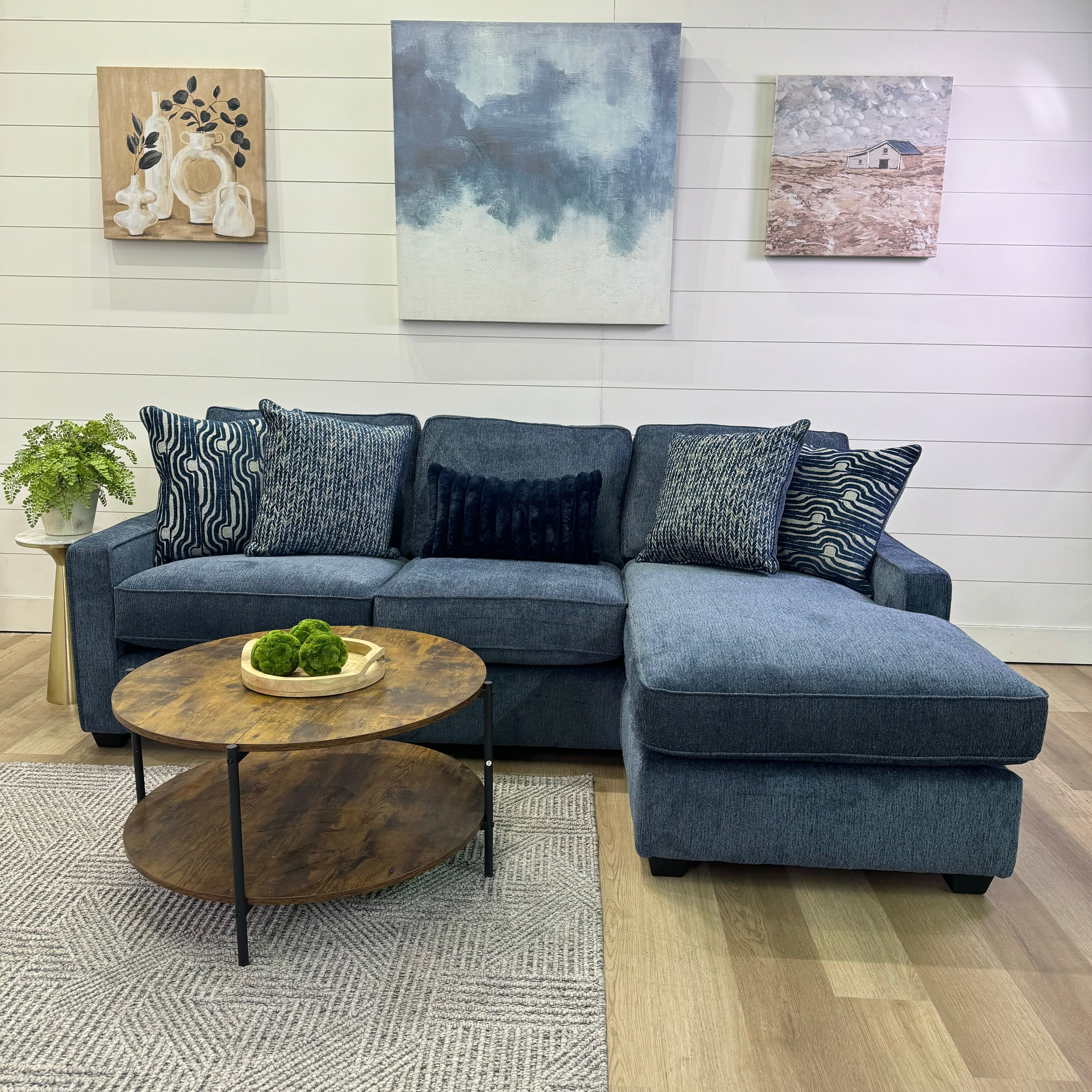 🔥 BF SPECIAL! - Michigan Blue Sectional Sofa Reversible Chaise