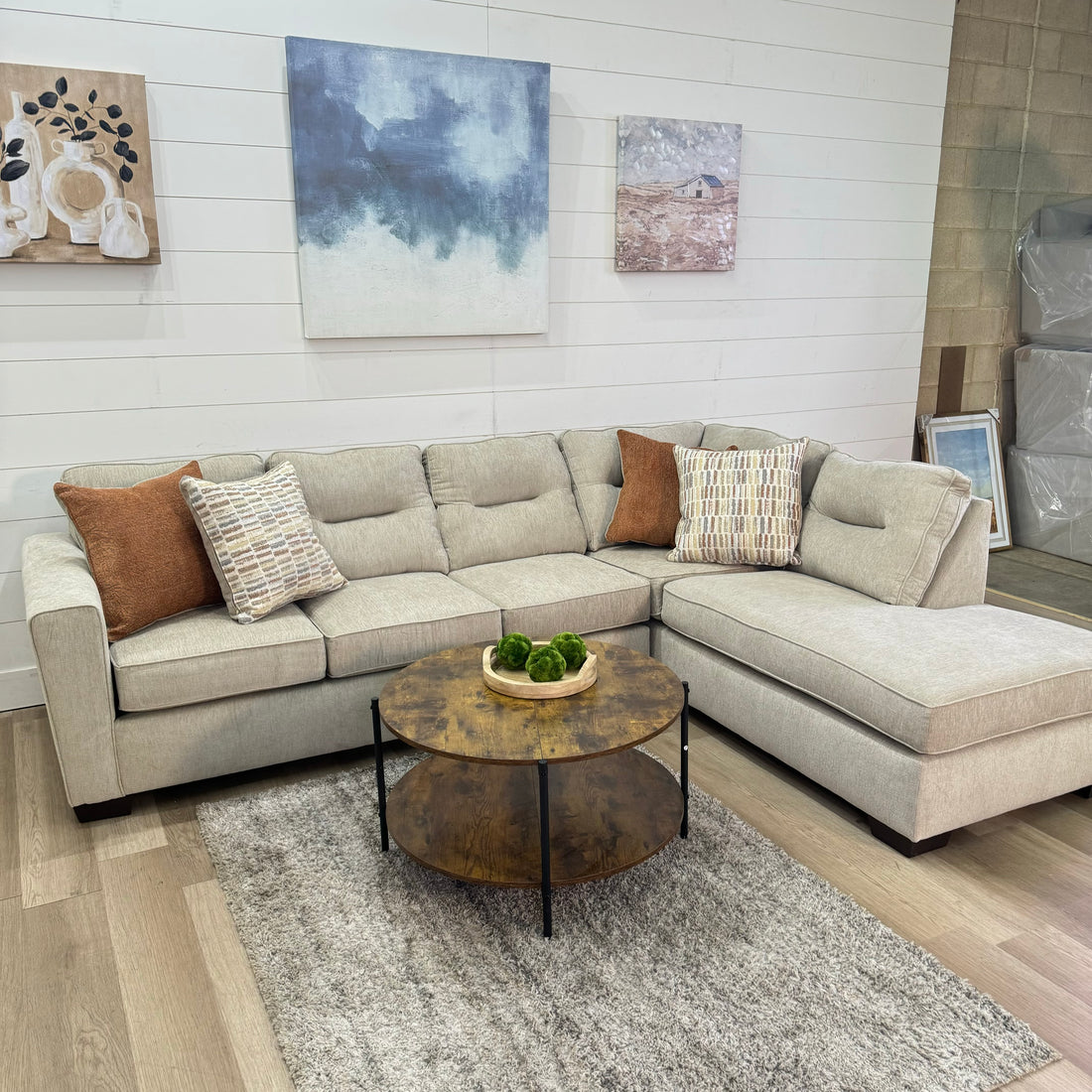 Weston Oatmeal Beige Chaise Sectional Sofa