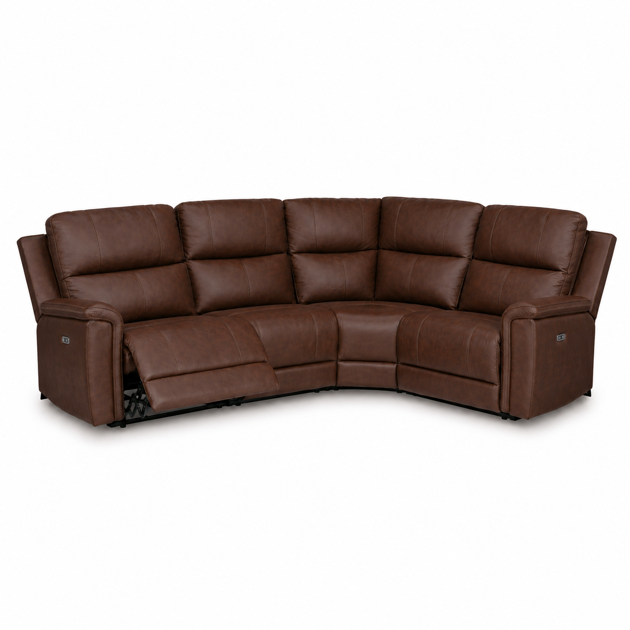 Maverick Modular Leather Reclining Sectional In Espresso (Customizable)