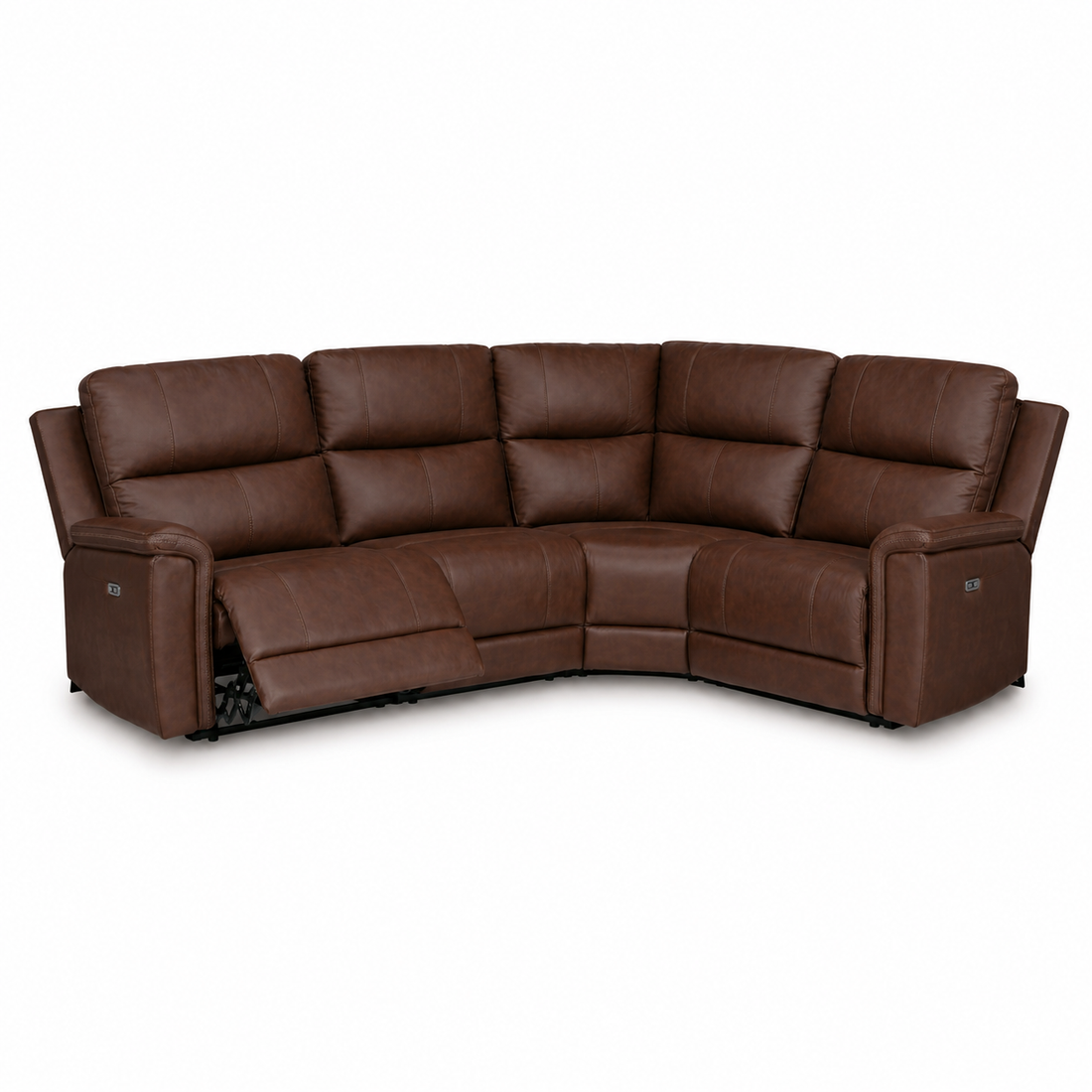 Maverick Modular Leather Reclining Sectional In Espresso (Customizable)