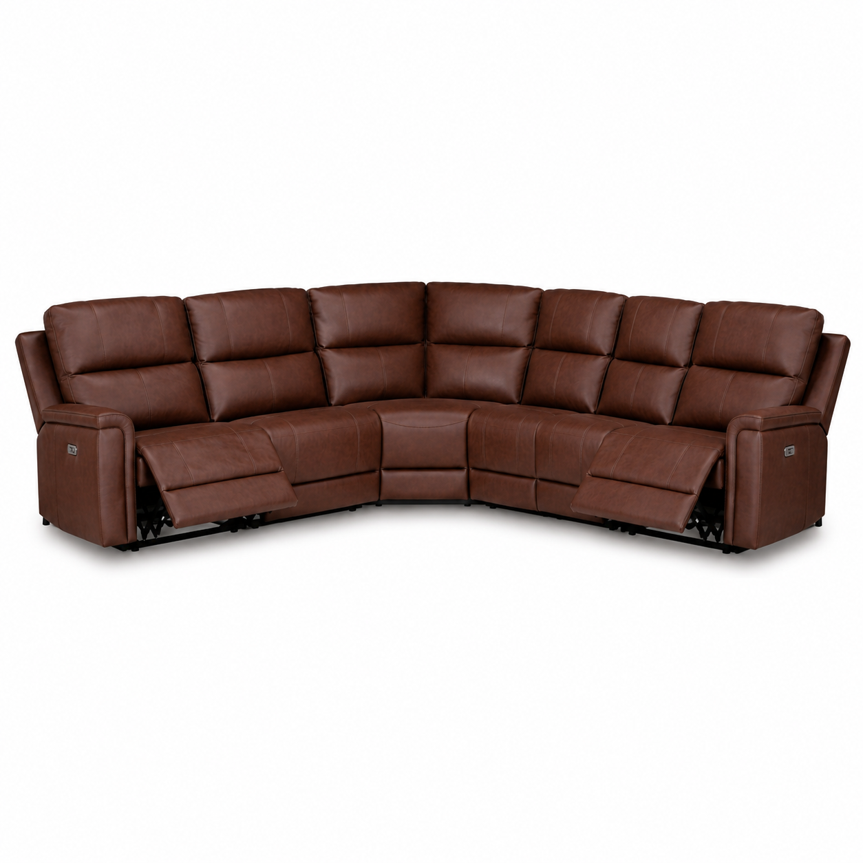 Maverick Modular Leather Reclining Sectional In Espresso (Customizable)