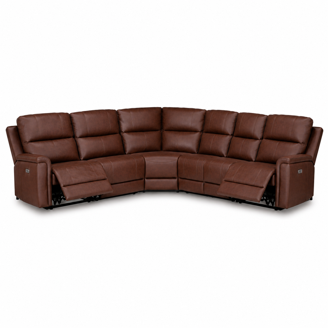 Maverick Modular Leather Reclining Sectional In Espresso (Customizable)