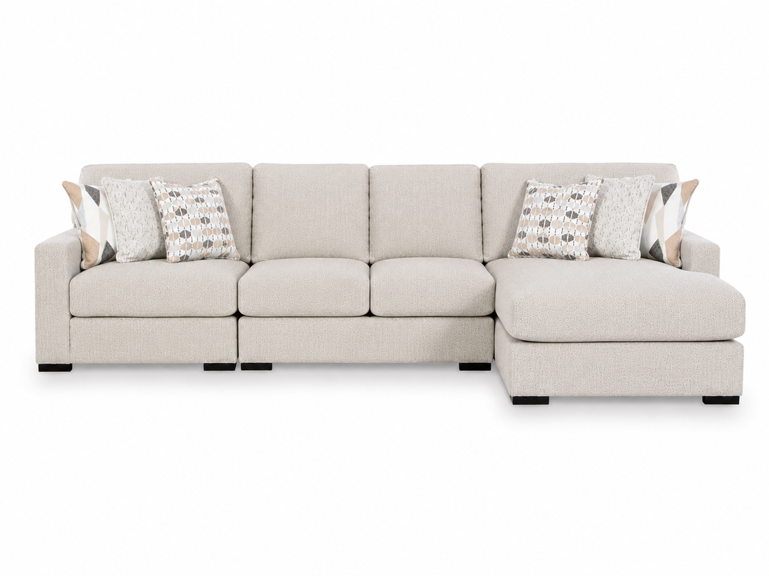 Aria Modular Sectional Dual Chaise In Pebble (Customizable)