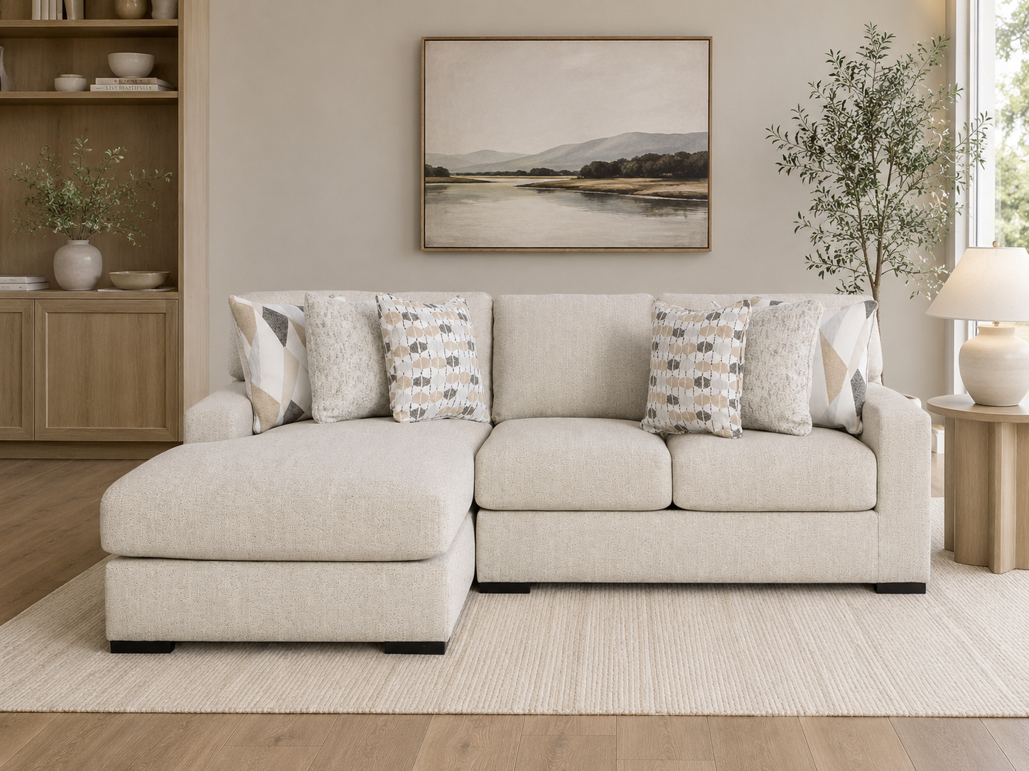 Aria Modular Sofa Chaise In Pebble Beige (Customizable)