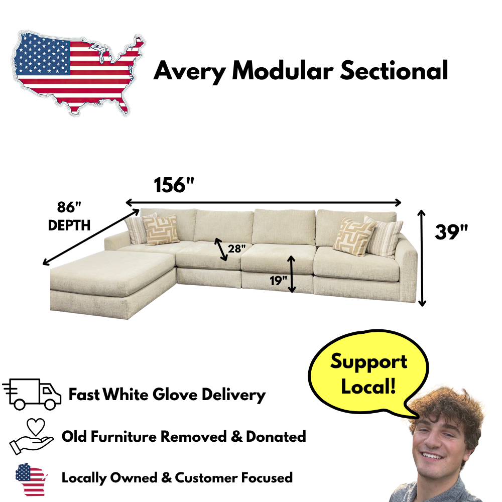 Avery Modular Sectional In Cream (Customizable)