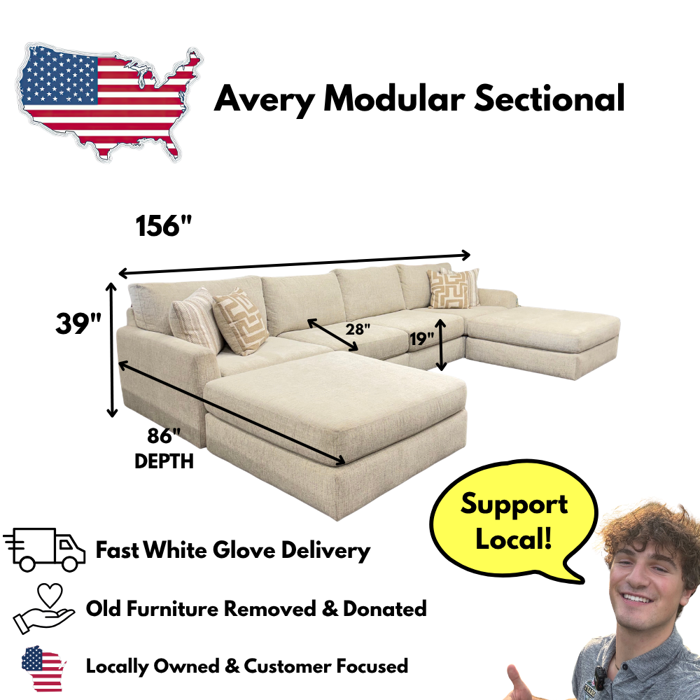 Avery Modular Sectional In Cream (Customizable)