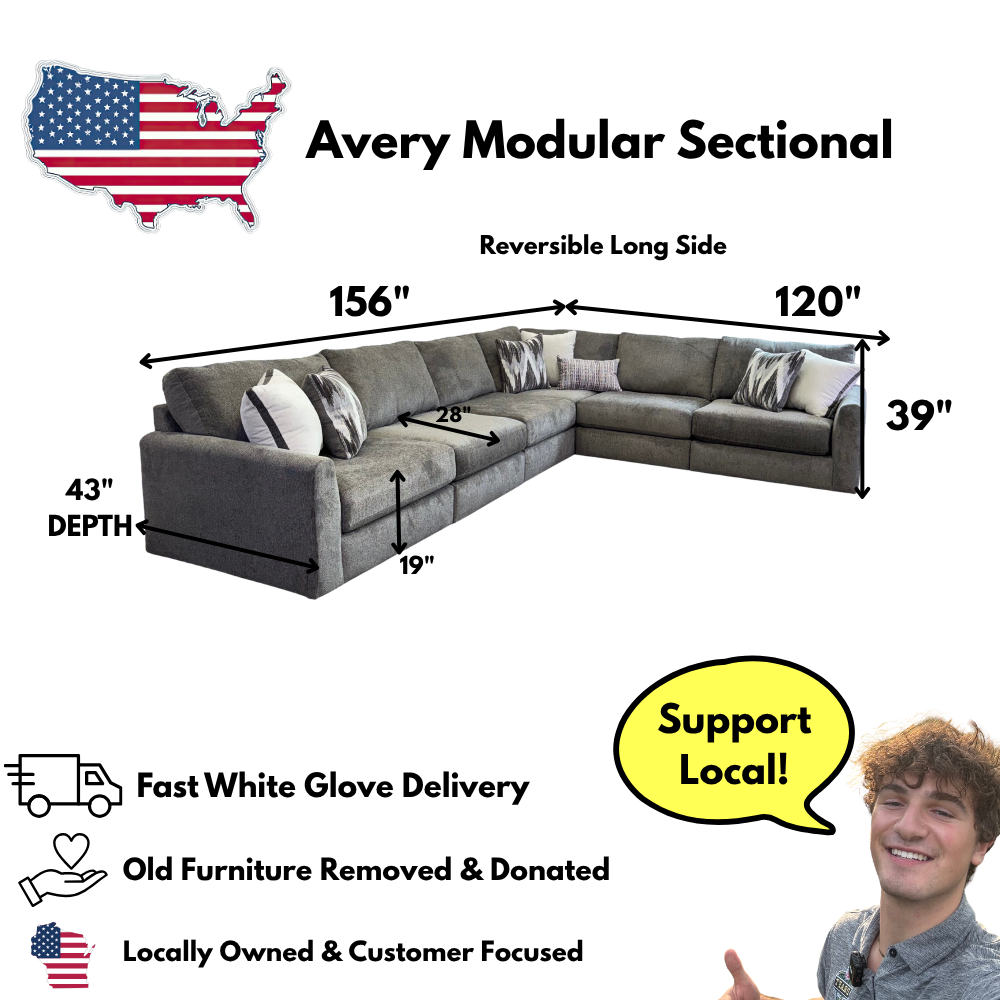 Avery Modular Sectional In Slate Gray (Customizable)