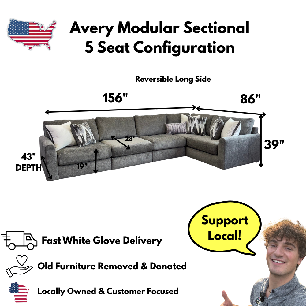Avery Modular Sectional In Slate Gray (Customizable)