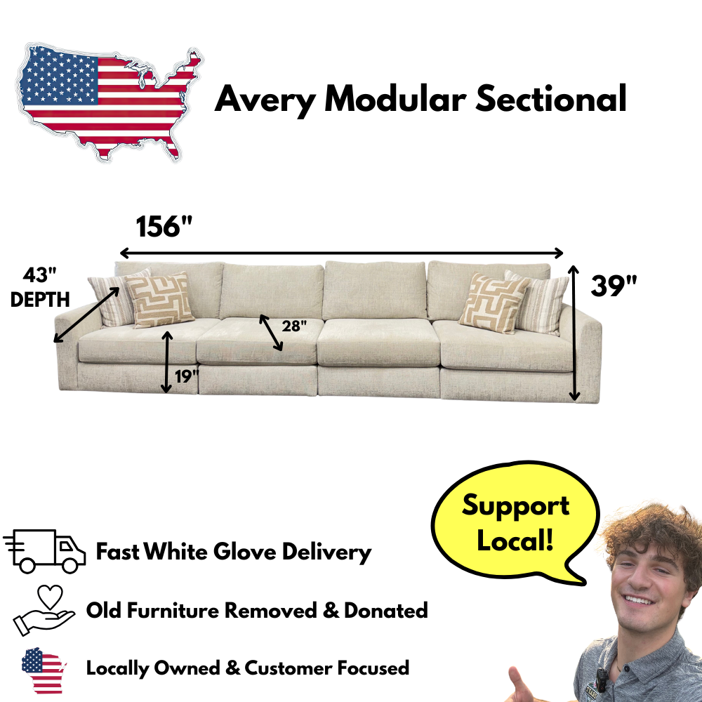 Avery Modular Sectional In Cream (Customizable)