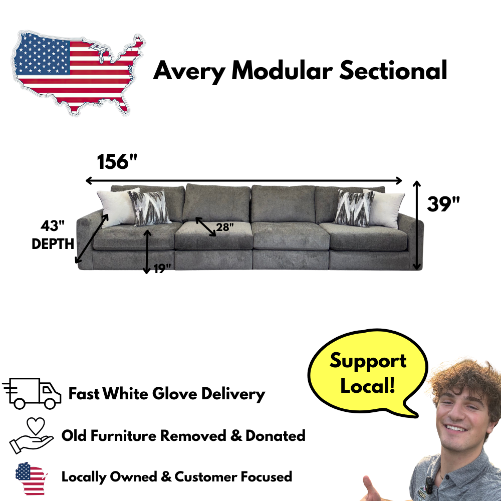 Avery Modular Sectional In Slate Gray (Customizable)