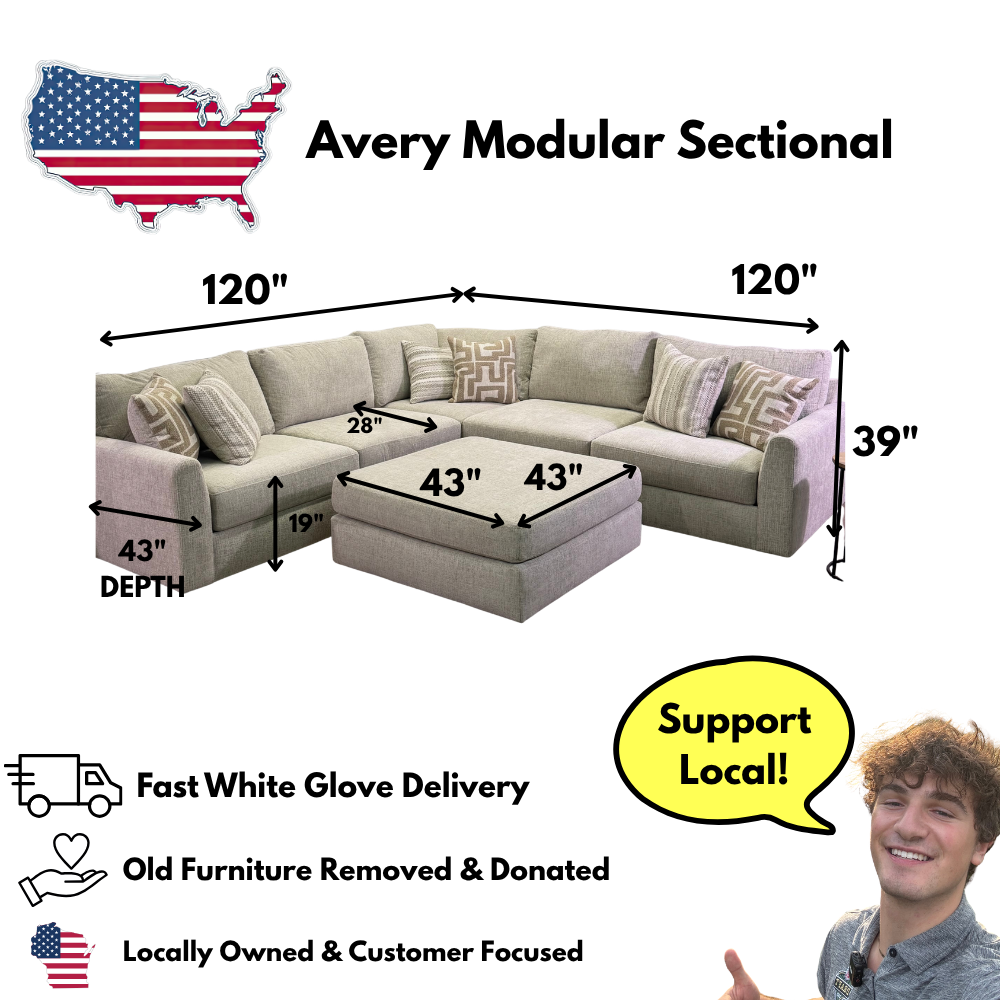Avery Modular Sectional In Cream (Customizable)
