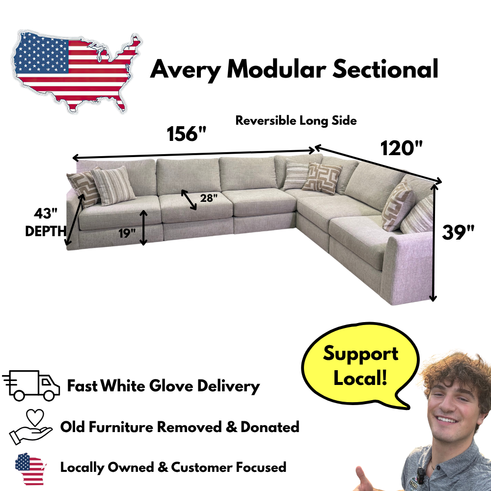 Avery Modular Sectional In Cream (Customizable)