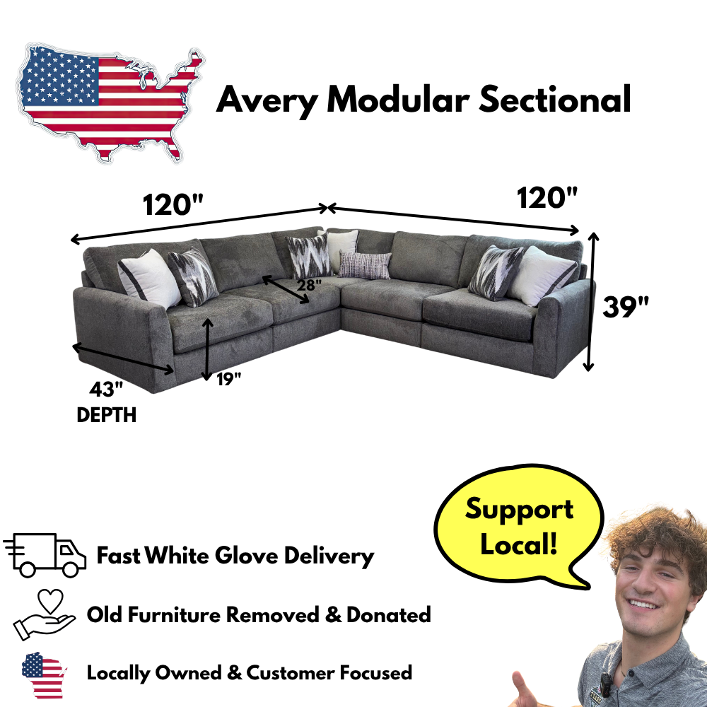 Avery Modular Sectional In Slate Gray (Customizable)