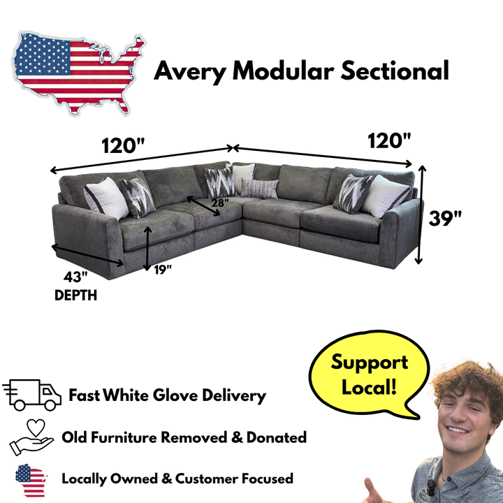 Avery Modular Sectional In Slate Gray (Customizable)