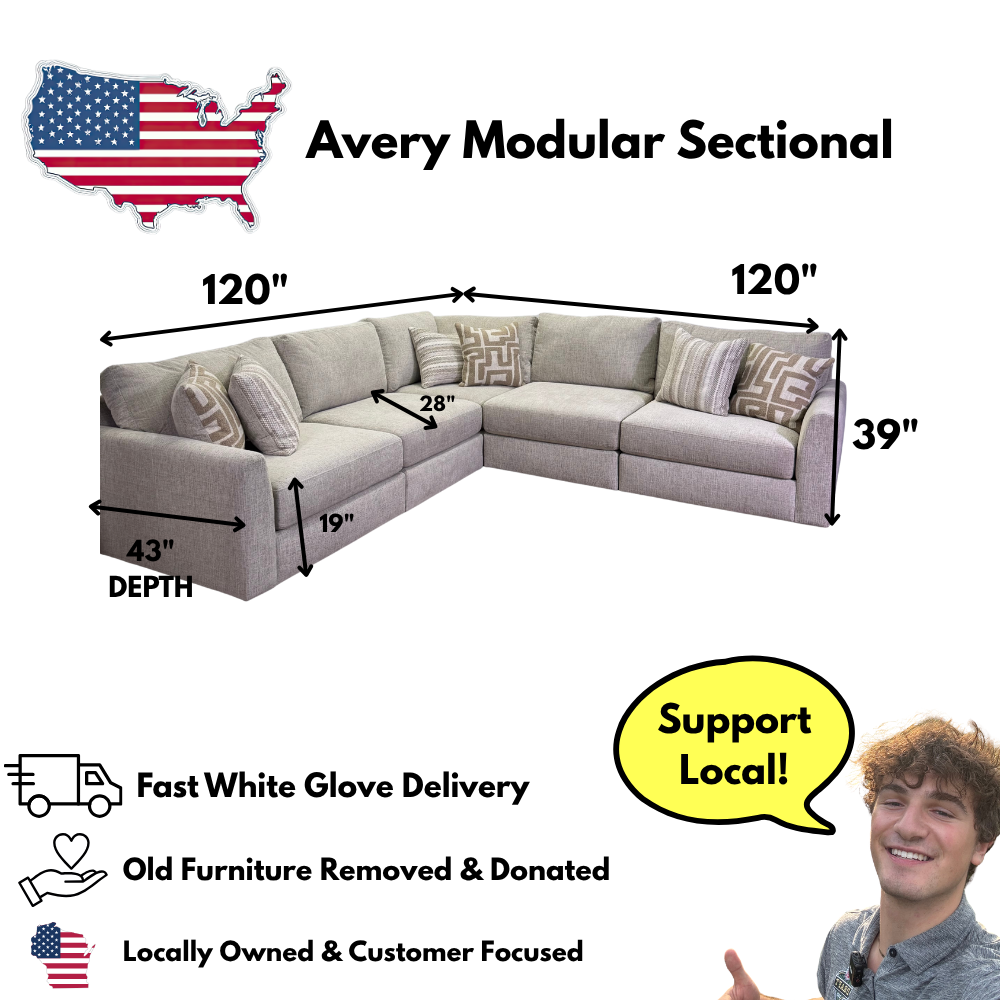 Avery Modular Sectional In Cream (Customizable)