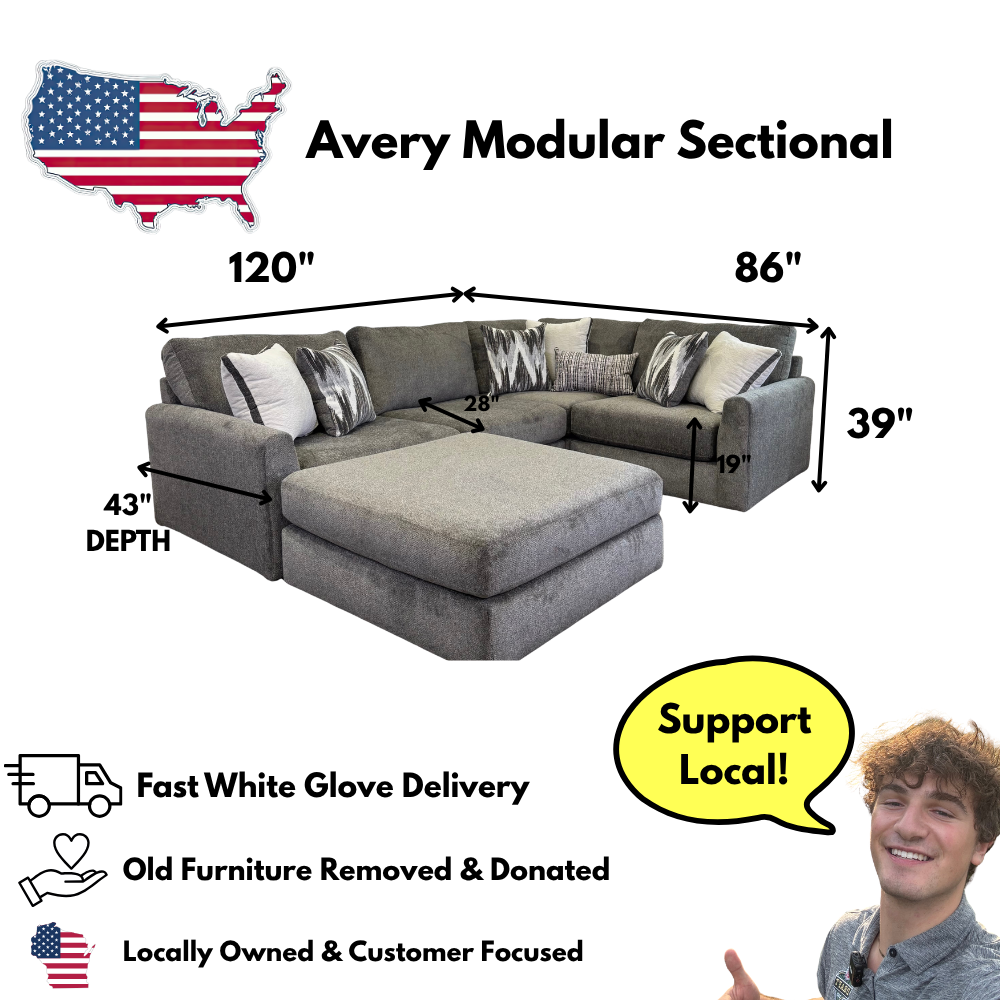 Avery Modular Sectional In Slate Gray (Customizable)