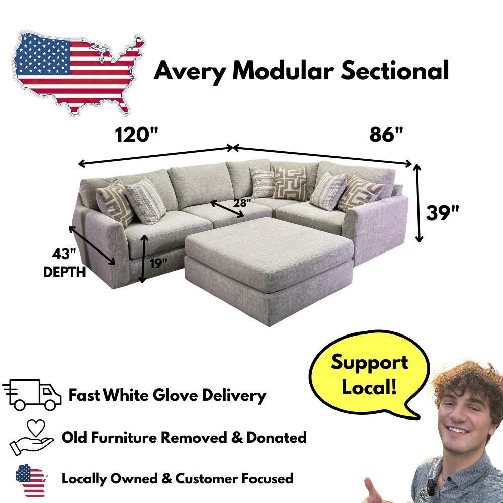 Avery Modular Sectional In Cream (Customizable)